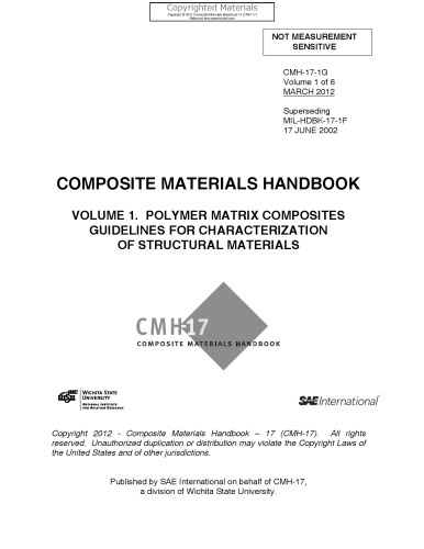 Composite Materials Handbook, Volume 1 - Polymer Matrix Composites Guidelines for Characterization of Structural Materials