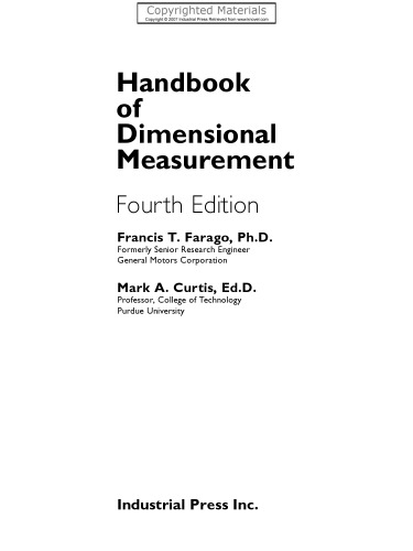 Handbook of dimensional measurement, fourth edition