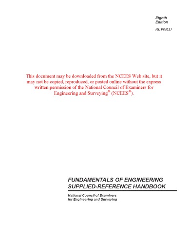 FE ( Fundamentals of Engineering ) Supplied-Reference Handbook 8th Edition Revised