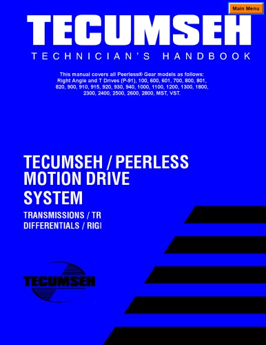 Tecumseh technicians handbook. Tecumseh & Peerless transmission and drive products