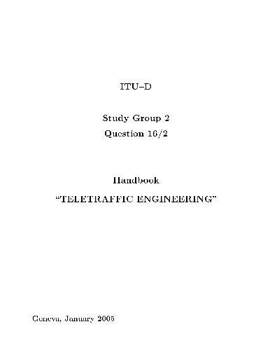Teletraffic Engineering. Handbook