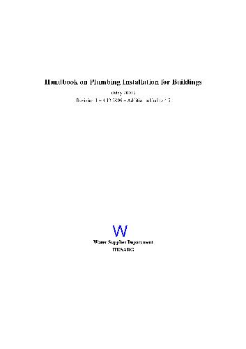 Handbook on Plumbing Installation for Buildings