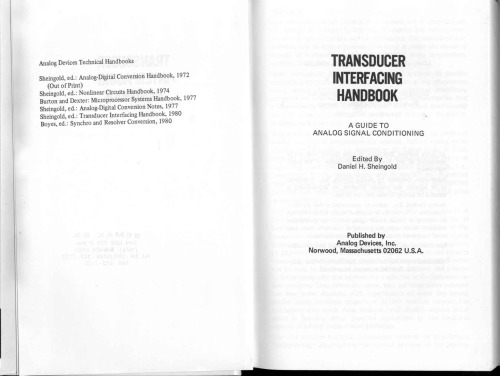 Transducer Interfacing Handbook: A Guide to Analog Signal Conditioning (Analog Devices technical handbooks)