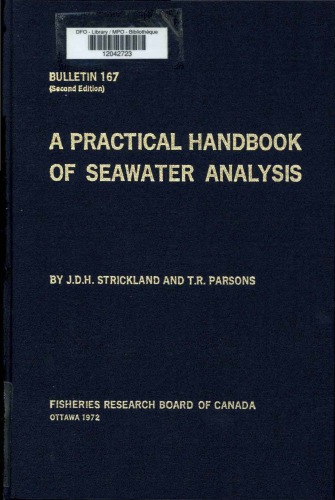 A Practical Handbook of Seawater Analysis