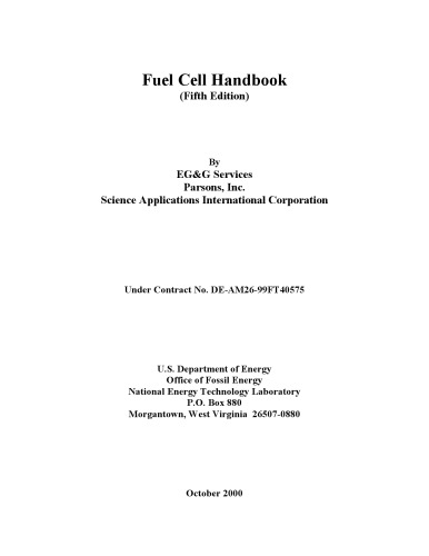 Fuel Cell Handbook, Fifth Edition