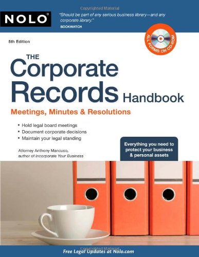 The Corporate Records Handbook: Meetings, Minutes & Resolutions, 5th Edition