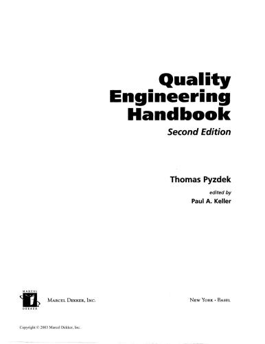Quality Engineering Handbook, Second Edition, Revised and Expanded (Quality and Reliability)