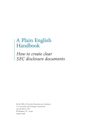 A Plain English Handbook - How to create clear SEC disclosure documents