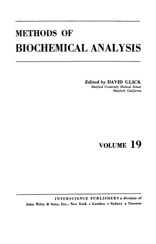 Methods of Biochemical Analysis Vol 19