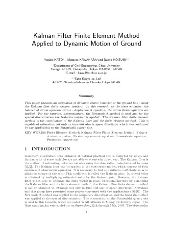 Kalman Filter Finite Element Method Applied to Dynamic Motion of Ground