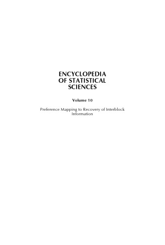 Encyclopedia of Statistical Scis. [Vol. 10]