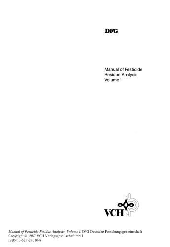 Manual of Pesticide Residue Analysis Volume 1