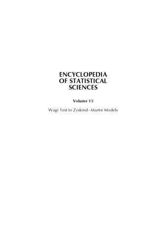Encyclopedia of Statistical Scis. [Vol. 15]