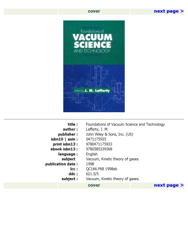 Foundations of vacuum science and technology