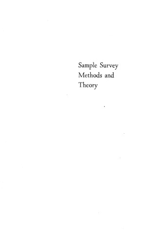 Sample Survey Methods and Theory, Volume II Theory