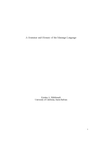A Grammar and Glossary of the Manange Language [draft]