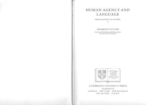 Human Agency and Language: Philosophical Papers, Volume 1