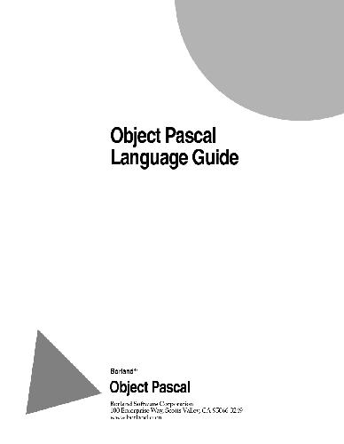 Object Pascal Language Guide