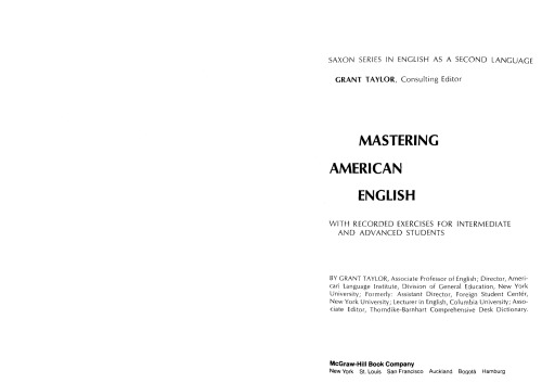 Mastering American English (Saxon Series in English as a Second Language)