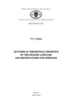 Lectures in theoretical phonetics of the English language and method guides for seminars