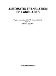 Automatic Translation of Languages. Papers Presented at NATO Summer School Held in Venice, July 1962