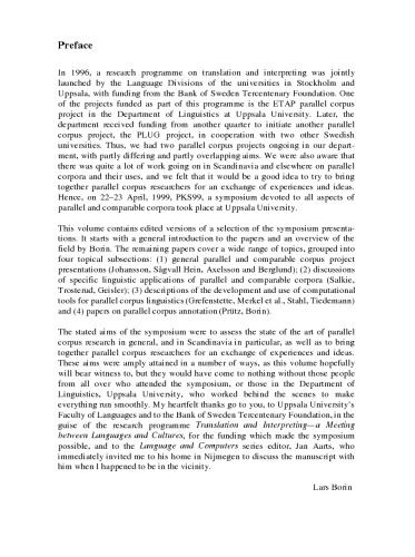 Parallel corpora, parallel worlds: Selected papers from a symposium on parallel and comparable corpora at Uppsala University, Sweden, 22-23 April, 199