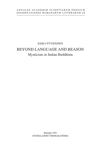 Beyond language and reason: Mysticism in Indian Buddhism