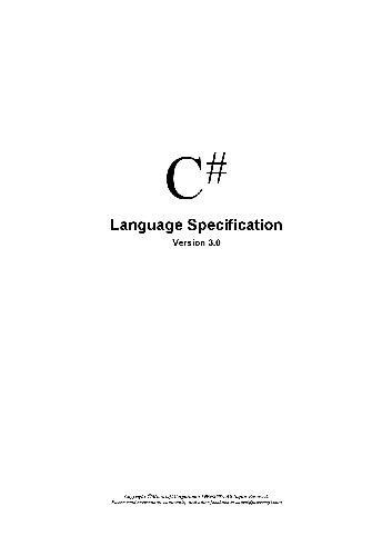 C# Language Specificatio. Version 3.0