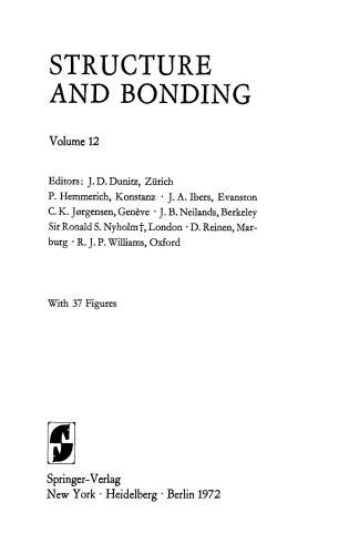 Structure and Bonding, Volume 12