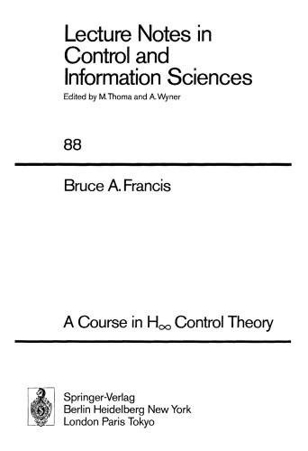 A Course in H_infinity Control Theory