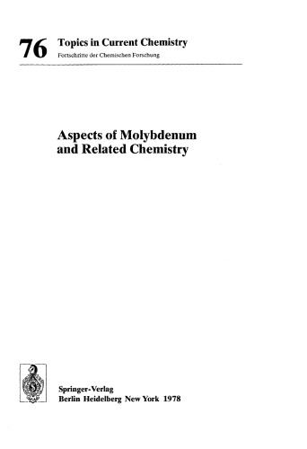 Aspects of Molybdenum and Related Chemistry