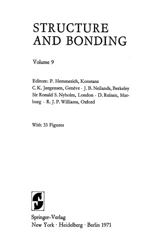 Structure and Bonding, Volume 9