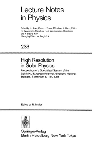 High Resolution in Solar Physics