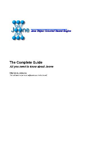 Java Object Oriented Neural Engine. The Complete Guide