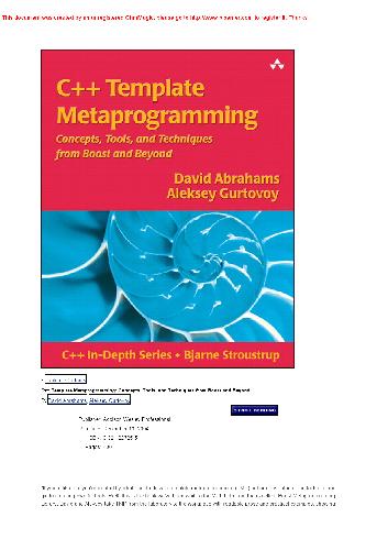C++ Template Metaprogramming Concepts Tools and Techniques from Boost and Beyond