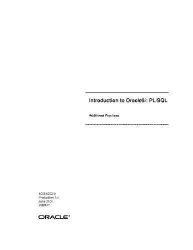 Introduction to Oracle9i - PL SQL Additional Practices