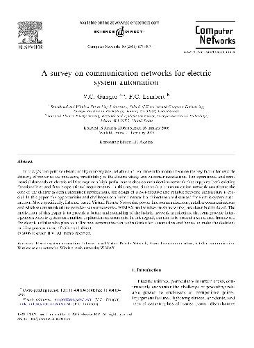 A survey on communication networks for electric system automation