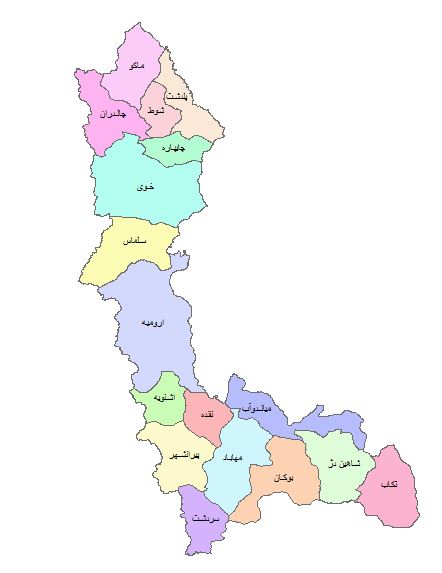 نقشه  GIS  استان آذربایجان غربی