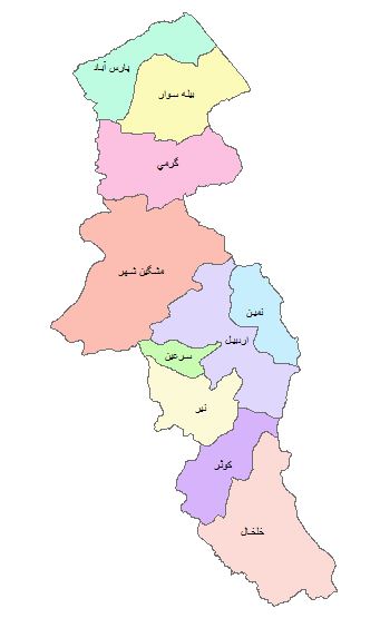 نقشه GIS استان اردبیل