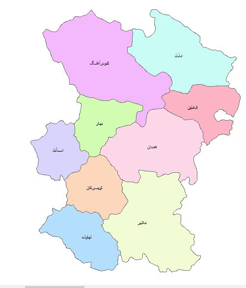 نقشه GIS استان همدان