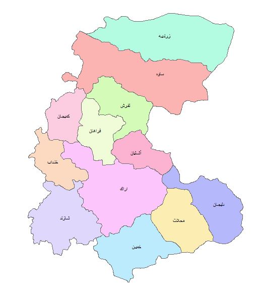 نقشه GIS استان مرکزی