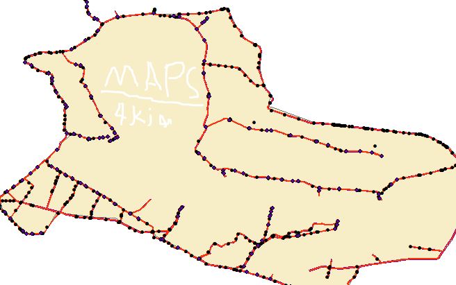 نقشه های GIS مشخصات شبکه آبیاری آبشار  استان اصفهان
