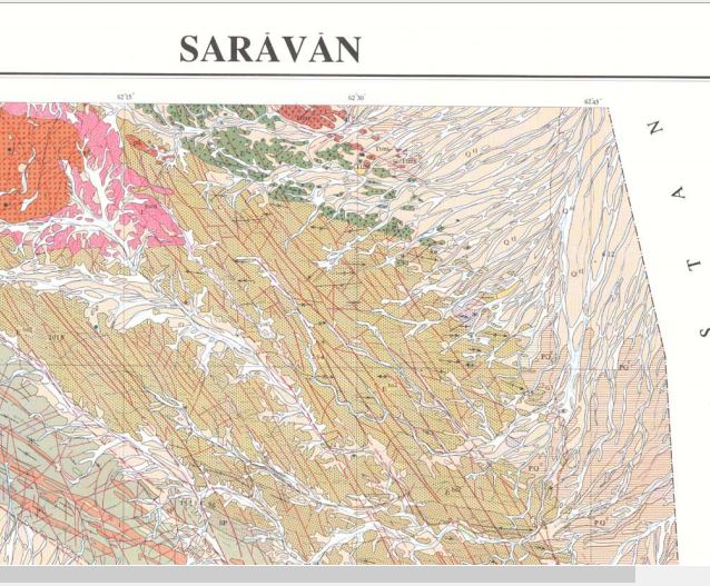 نقشه زمین شناسی سراوان1:250.000
