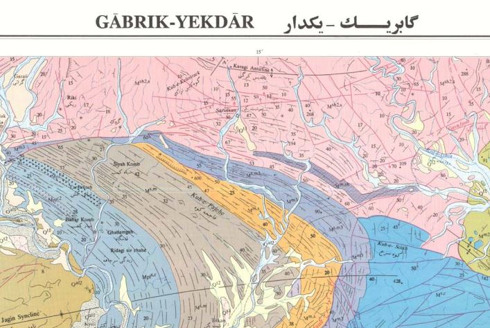 نقشه زمین شناسی گابریک- یکدار (1:100000)