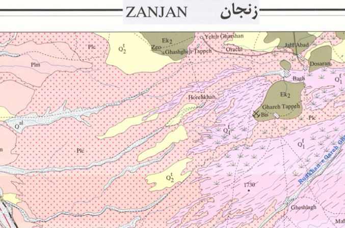 نقشه زمین شناسی زنجان  1:100.000
