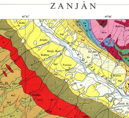 نقشه زمین شناسی زنجان 1:250.000
