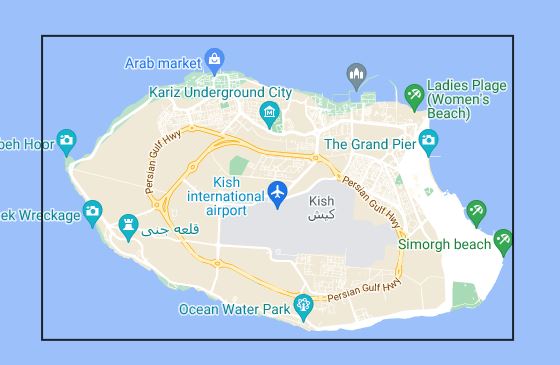 نقشه google map جزیره کیش جهت چاپ