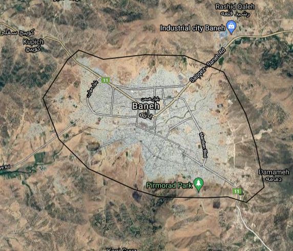 دانلود تصویر ماهواره ای با قدرت تفکیک بالا محدوده شهر بانه استان کردستان (UTM)