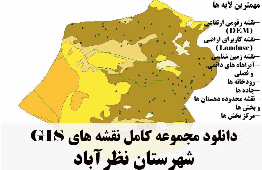 دانلود مجموعه نقشه های GIS شهرستان نظرآباد