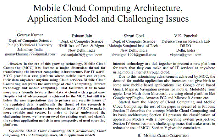 معماری و چالش های  Mobile Cloud Computing (رایانش ابری سیار)